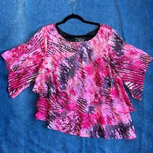 90s Alex Evenings asymmetrical ruffle tunic